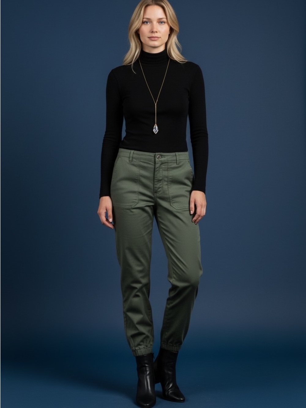 Classic Olive Utility Jogger Pants - Women